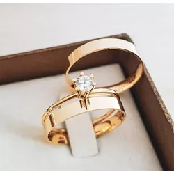 Par de Alianças Sydney 14K - SYD-3MM-14K - Gerlu Joias
