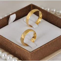 Par de Alianças Italiana de Casamento em Ouro 14K ... - Gerlu Joias