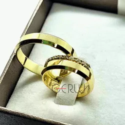 Par de Alianças Italiana 4 mm em Ouro 14K - AL5-14... - Gerlu Joias