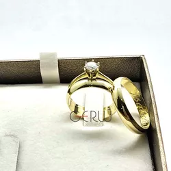 Par de Alianças Tradicional 4 mm em Ouro 14K - AL1... - Gerlu Joias
