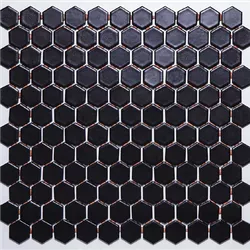 Pastilha de Porcelana Hexagonal - M-4337 Preto Ace... - PEDRAS BRASIL