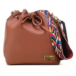 Bolsa Saco Pequena Ombro Caramelo Com Alças Coloridas Prática e Elegante - Gouveia Costa - 101 - GOUVEIA COSTA