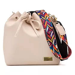 Bolsa Saco Pequena Ombro Marfim Com Alças Coloridas Prática e Elegante - Gouveia Costa - 102 - GOUVEIA COSTA