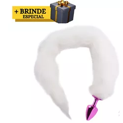 Prazer anal plug anal Rosa Rabo Branco - L'amour Boutique Erótica