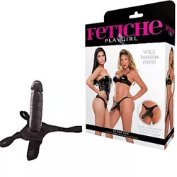 Cinta com Prótese Realístico - Preto 18,5x4cm - St... - L'amour Boutique Erótica