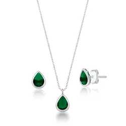 Conjunto Zircônia Gota 8mm Prata 925 - CJG800 - LE BEAU