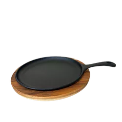Bifeteira de Ferro Fundido Oval Com Suporte em Mad... - Tampão e grelha GK