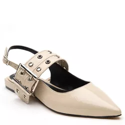 SAPATILHA SALERNO COURO VERNIZ OFF WHITE - LESSÔ