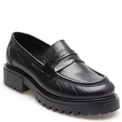 MOCASSIM TORINO COURO CROCO PRETO - LESSÔ