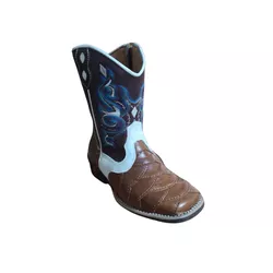 Bota Texana Juvenil em Couro Escamada Caramelo R$ ... - Caminhos da Roça