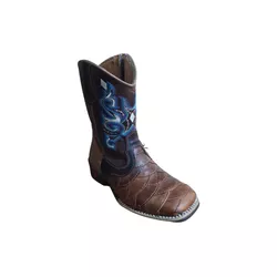 Bota Texana Juvenil em Couro Escamada Caramelo R$ ... - Caminhos da Roça