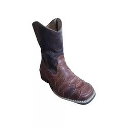 Bota Texana Juvenil em Couro Escamada Caramelo Com... - Caminhos da Roça