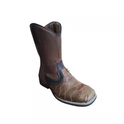 Bota Texana Juvenil em Couro Escamada Caramelo Com... - Caminhos da Roça