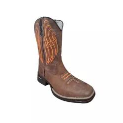 Bota Texana Masculina Bico Quadrado Bege com Borda... - Caminhos da Roça