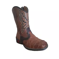 Bota Texana Juvenil em Couro Chocolate com Marrom ... - Caminhos da Roça