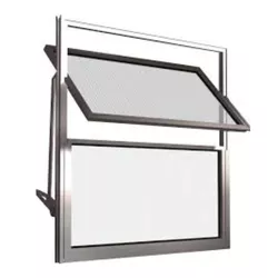 Basculante Alumínio Brilhante Vidro Liso 40cm x 40... - Rede Construir Milmart