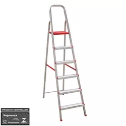 Escada De Alumínio Com 6 Degraus Doméstica ESC0065... - Rede Construir Milmart
