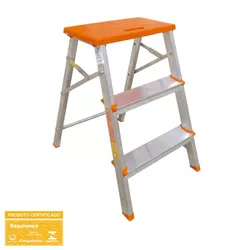 Escada De Alumínio Banqueta 3 Degraus Doméstica ES... - Rede Construir Milmart