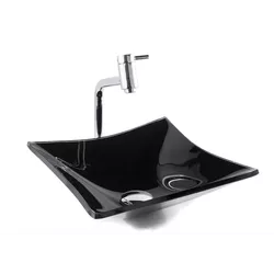 Cuba de Vidro Cq34 Quadrado 34cm Preta 2145 - Rede Construir Milmart