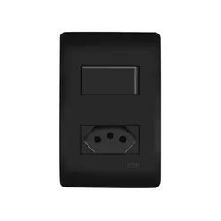 Interruptor Habitat Black 1 Secção Com Tomada 10A ... - Rede Construir Milmart