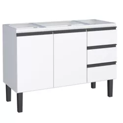 Gabinete Cozinha Aço Netuno Flat Branco 120 - COZI... - Rede Construir Milmart