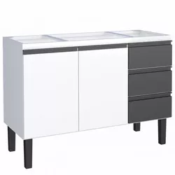 Gabinete Cozinha Aço Netuno Flat Branco Com Preto ... - Rede Construir Milmart