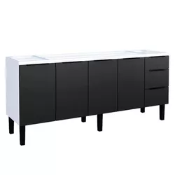 Gabinete Cozinha Aço Júpiter Flat Preto 200 - COZI... - Rede Construir Milmart