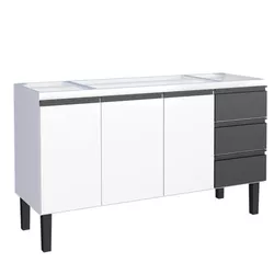 Gabinete Cozinha Aço Netuno Flat Branco Com Preto ... - Rede Construir Milmart