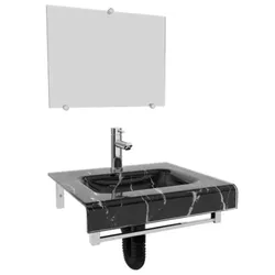 Kit Gabinete Vidro 2068 Mármore Preto 42X38 2402 -... - Rede Construir Milmart