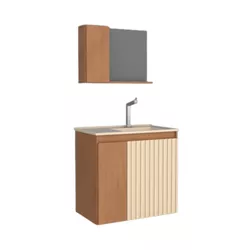 Kit Gabinete Banheiro MDF Camomila 60 Jequitibá / ... - Rede Construir Milmart