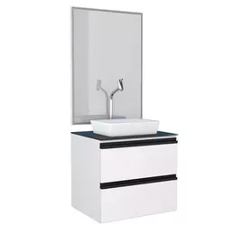 Kit Gabinete Banheiro Aço Gaia Branco 60 C/Tampo P... - Rede Construir Milmart