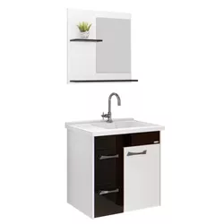KIT Gabinete Genova Suspenso 55,4 Branco Com Preto... - Rede Construir Milmart