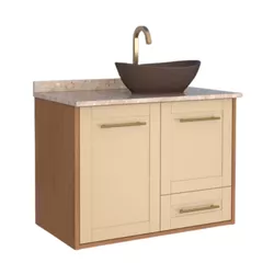 Gabinete Banheiro MDF Petúnia 80 Jequitibá / Areia... - Rede Construir Milmart