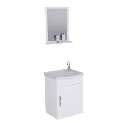 Kit Gabinete Banheiro MDF Siena Branco Suspenso 39... - Rede Construir Milmart