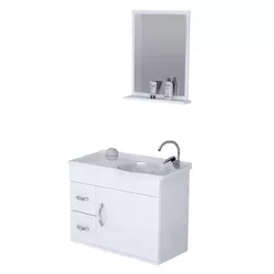Kit Gabinete Banheiro MDF Siena Branco Suspenso 55... - Rede Construir Milmart