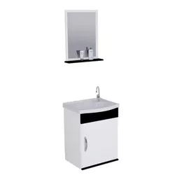 Kit Gabinete Banheiro MDF Siena Preto Suspenso 39 ... - Rede Construir Milmart