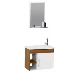 Kit Gabinete Banheiro Turim Suspenso Nogal C/2 Nic... - Rede Construir Milmart