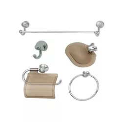 Kit Acessório ABS Para Banheiro Com 5 Peças Fumê -... - Rede Construir Milmart