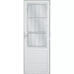 Porta Alumínio Com Vidro Liso Com Postigo 210x80 B... - Rede Construir Milmart