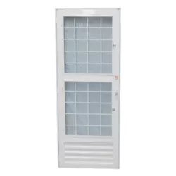 Porta Ferro Branca Quadriculada C/Vidro Liso 210x8... - Rede Construir Milmart