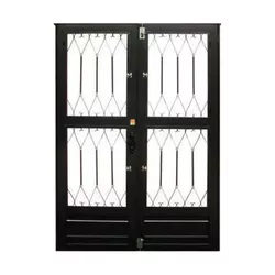 Porta de Ferro Cinza Dupla Colonial Reta 210x160 2... - Rede Construir Milmart