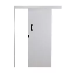 Porta de Correr Madeira Branca Batente Aço Reversí... - Rede Construir Milmart
