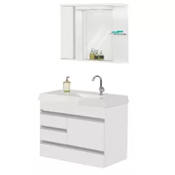 KIT Gabinete Banheiro Napole Suspenso 79,5cm Text.... - Rede Construir Milmart