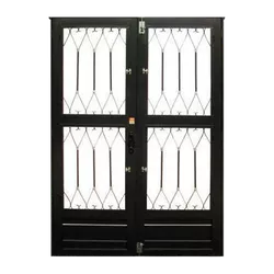Porta de Ferro Cinza Dupla Colonial Reta 210x120 2... - Rede Construir Milmart