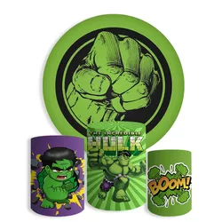 Kit Painel De Festa Incrível Hulk Redondo + Trio De Cilindros Em Tecido - Painel de Festa Loja Oficial