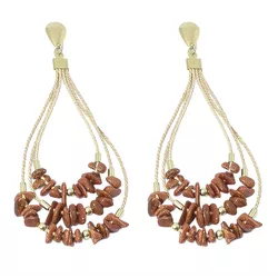 Brinco Biojoia Fio De Buriti Pedra Gold Stone By K... - Kumbayá Joias