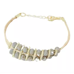 Pulseira Biojoia Fios De Buriti Com Cristais Cinza... - Kumbayá Joias