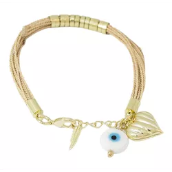 Pulseira Biojoia Fios De Buriti Com Pingente De Ol... - Kumbayá Joias