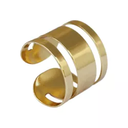 Anel Ajustável Três Fios Banho de Ouro 18K - JAN02... - Kumbayá Joias
