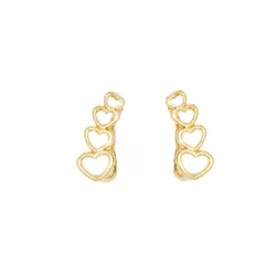 Brinco Ear Cuff Semijoia Banho De Ouro 18k Coraçõe... - Kumbayá Joias